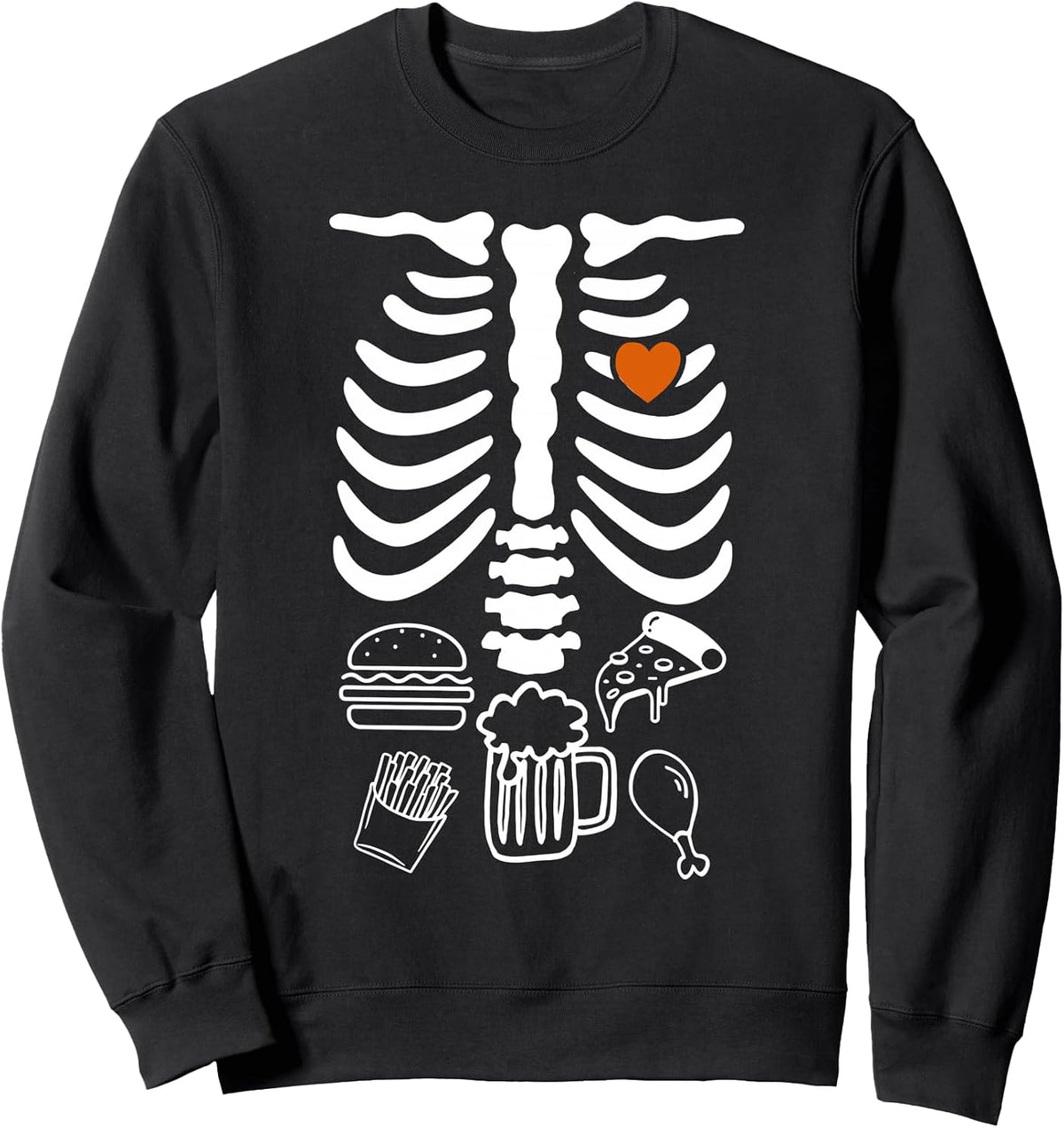 Beer Belly & Baby Skeleton Pregnancy Couples Halloween Dad Sweatshirt