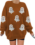 Halloween Sweatshirts for Women Sequin Ghost Long Sleeve Shirt