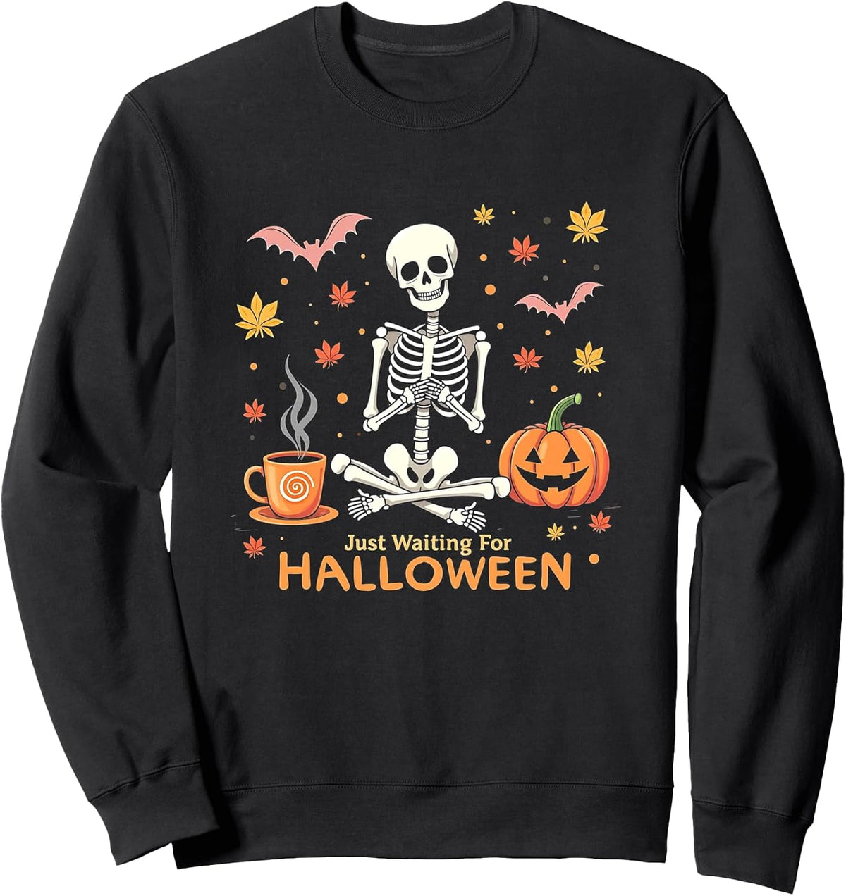 Spooky Skeleton Just Waiting For Halloween teacher Sweatshirt
