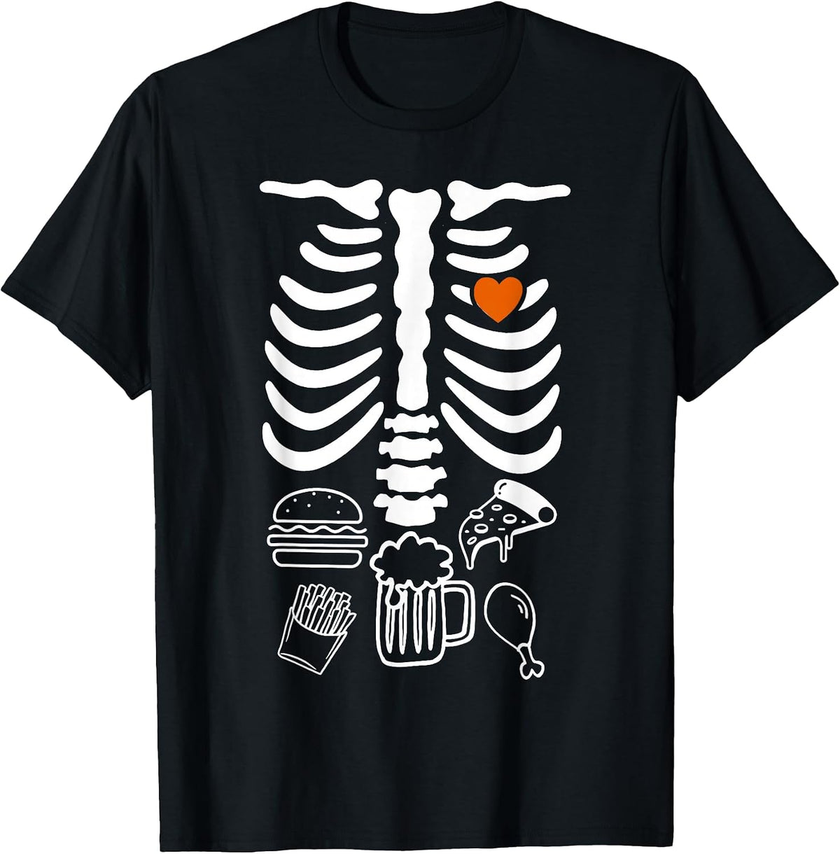 Beer Belly & Baby Skeleton Pregnancy Couples Halloween Dad T-Shirt