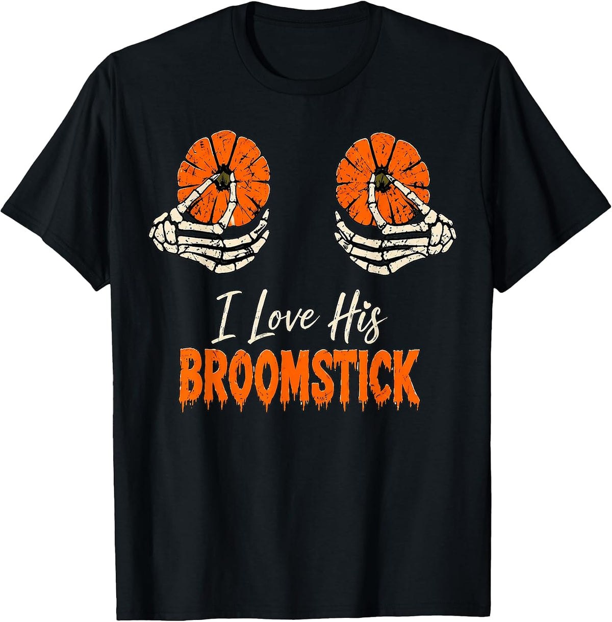 I Love His Broomstick I Love Her Pumpkins Halloween Couples T-Shirt