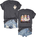Halloween Nurse T-Shirt for Women Funny Hocus Poke US Ghost Boo Spooky Season Double-Sided Print Top