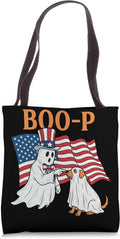 Boo P Tshirt Halloween Scary Spooky Ghost Dog Cat Animal USA Tote Bag