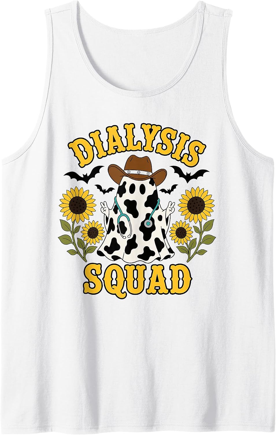 Halloween Dialysis Squad Western Ghost Dialysis Nurse Sleeveless Tank Top