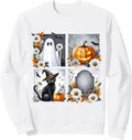 Halloween Ghost Cat Pumpkin Retro Style Sweatshirt