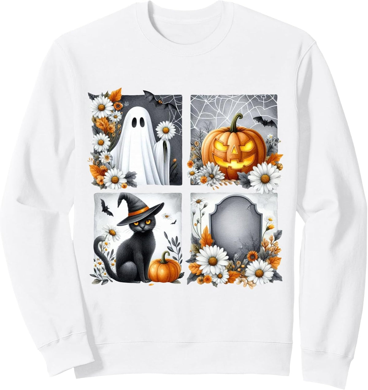 Halloween Ghost Cat Pumpkin Retro Style Sweatshirt