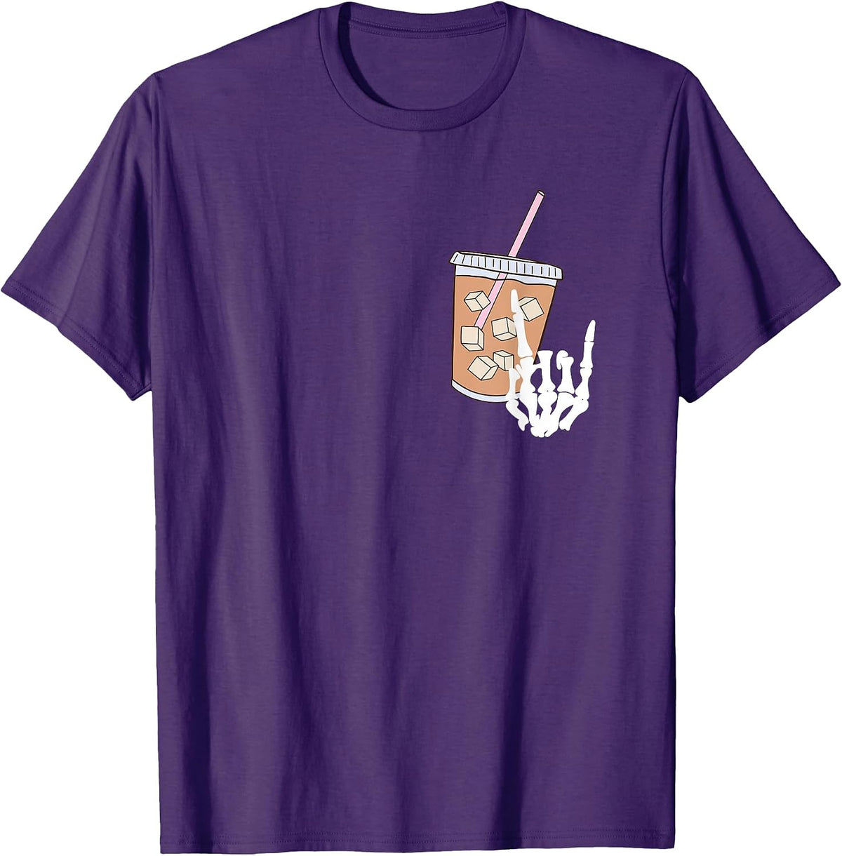 Iced Coffee Skeleton Hand Funny Gift T-Shirt