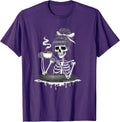 Skeleton Coffee Design, Skeleton Drinking Coffee, Halloween T-Shirt