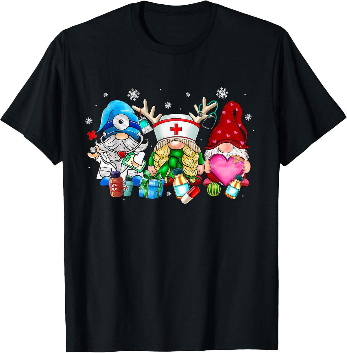 Cute Gnomes Nurse Christmas Scrub Top Nurses Women