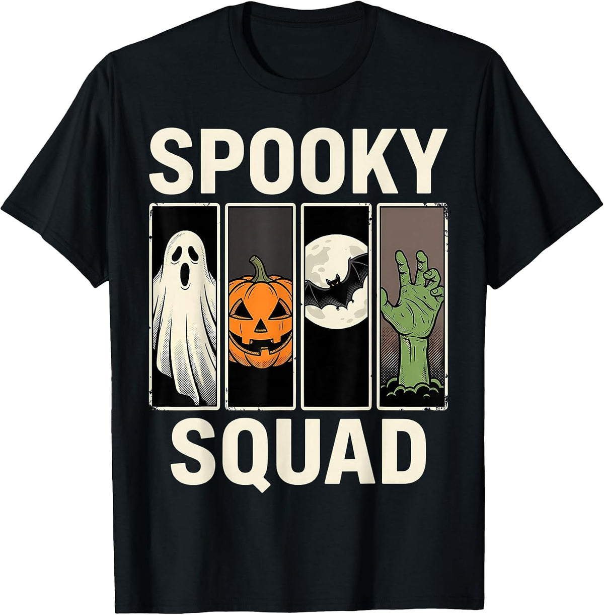 Spooky Squad Retro Comic Book Halftone Halloween T-Shirt