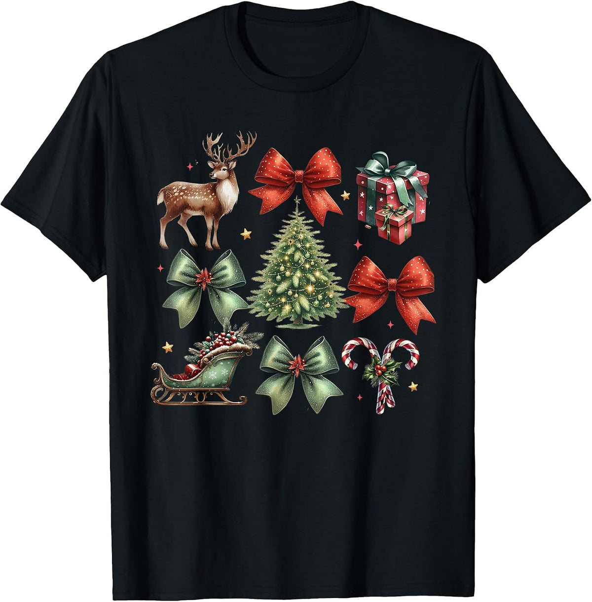 Bow Christmas for Women Coquette Graphic Holidays T-Shirt