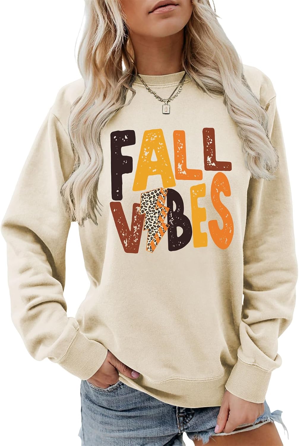 Fall Vibes Sweatshirt Cozy Sweaters Retro Vintage Graphic Shirt Women Casual Crewneck Pumpkin Autumn Pullover Tops