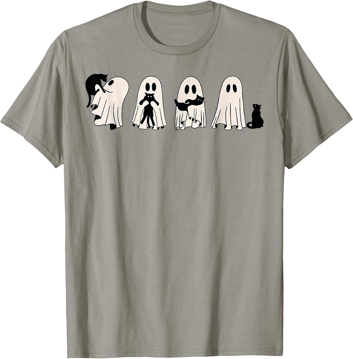 Ghost and Black Cat, Cute Ghost Holding Cat T-Shirt