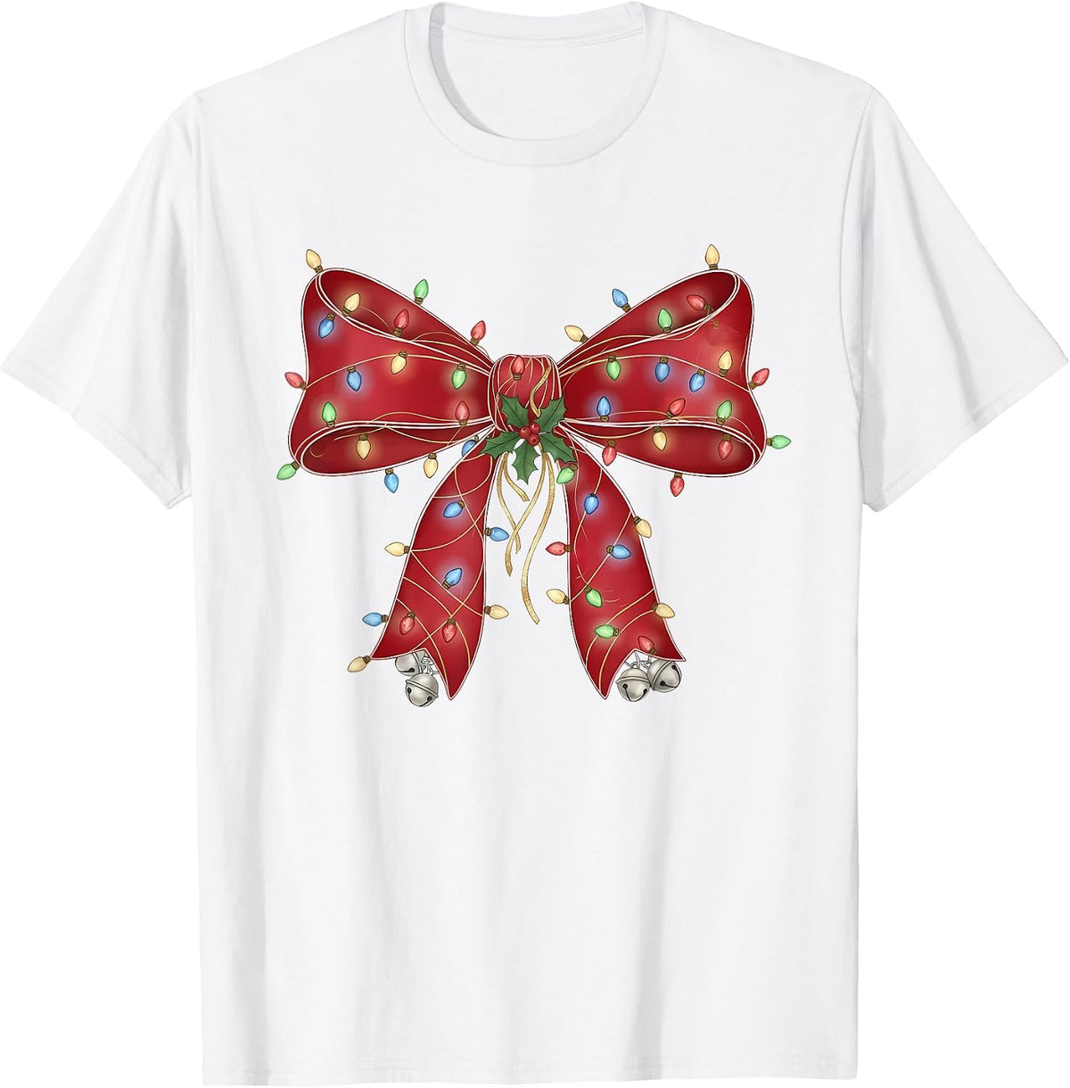 Christmas Coquette Bow Xmas Lights for Women Girls Bow T-Shirt