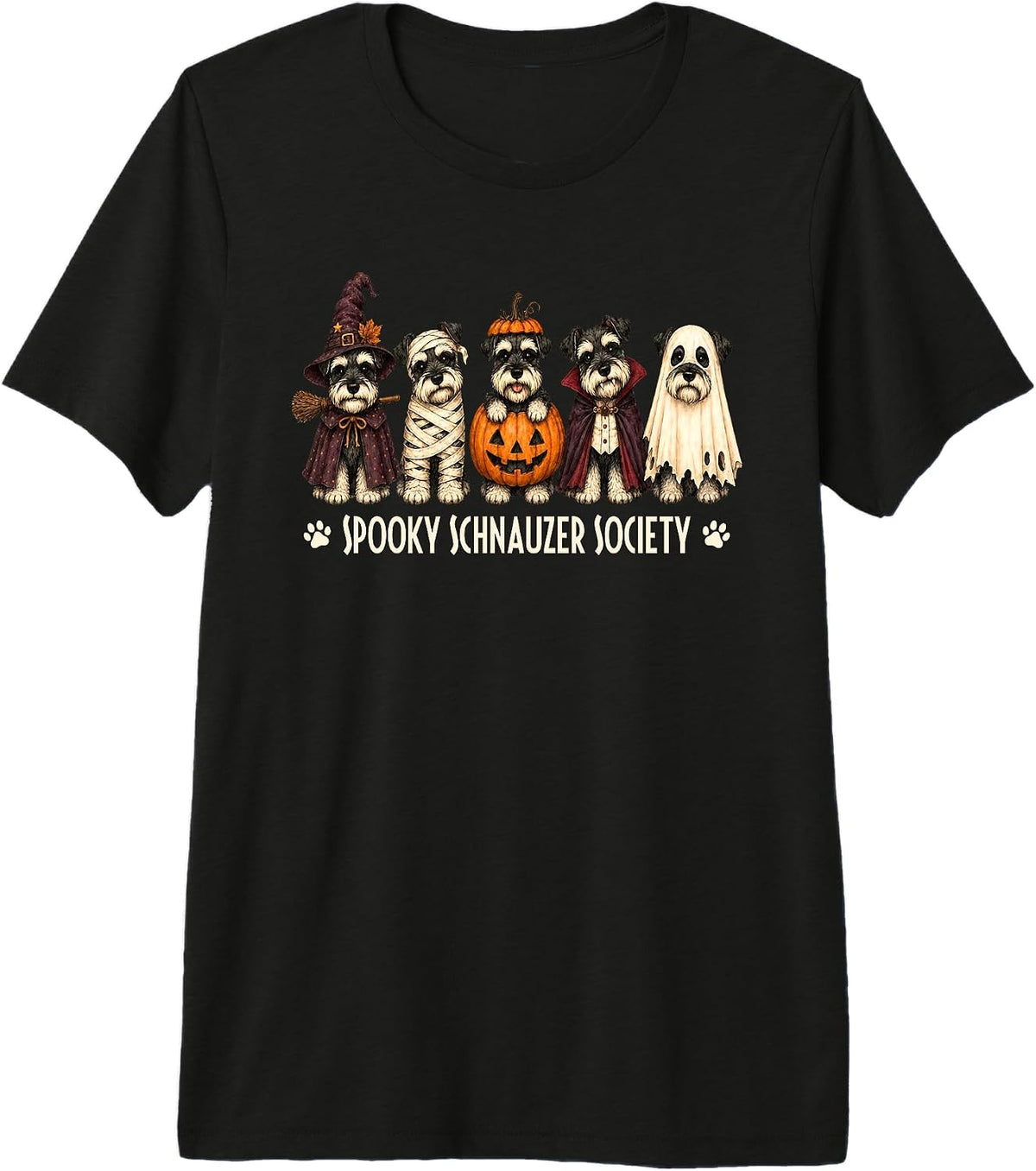 Cute Funny Spooky Schnauzer Society Boo Skeleton Dog Ghosts Premium Tri-Blend T-Shirt