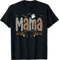 Mama Halloween Spooky Season Ghost Pumpkin Leopard Bow T-Shirt