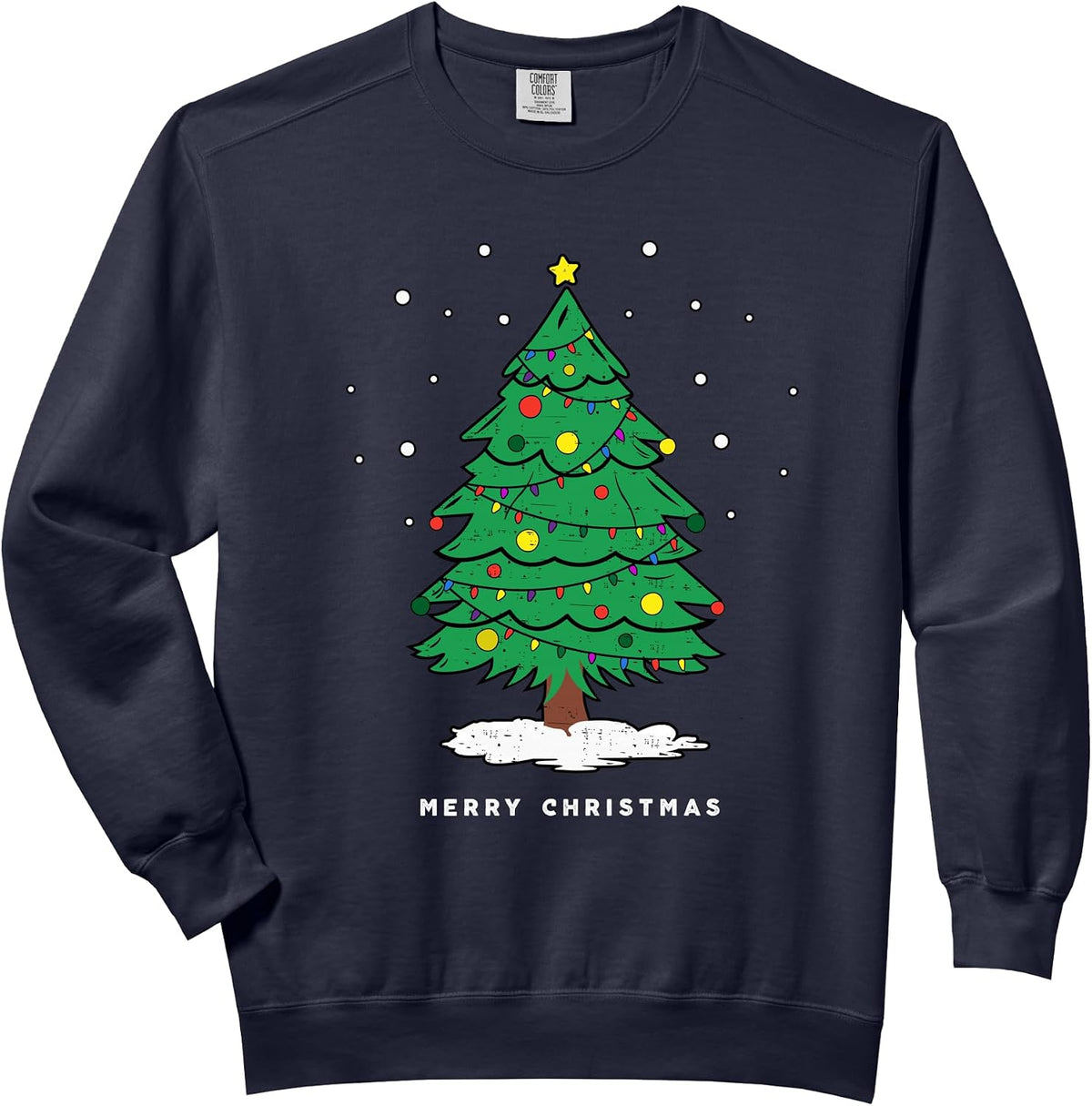 Retro Xmas Merry Christmas Tree Lights Comfort Colors Adult Sweatshirt