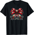 Coquette Red and Green Christmas Bow Women T-Shirt