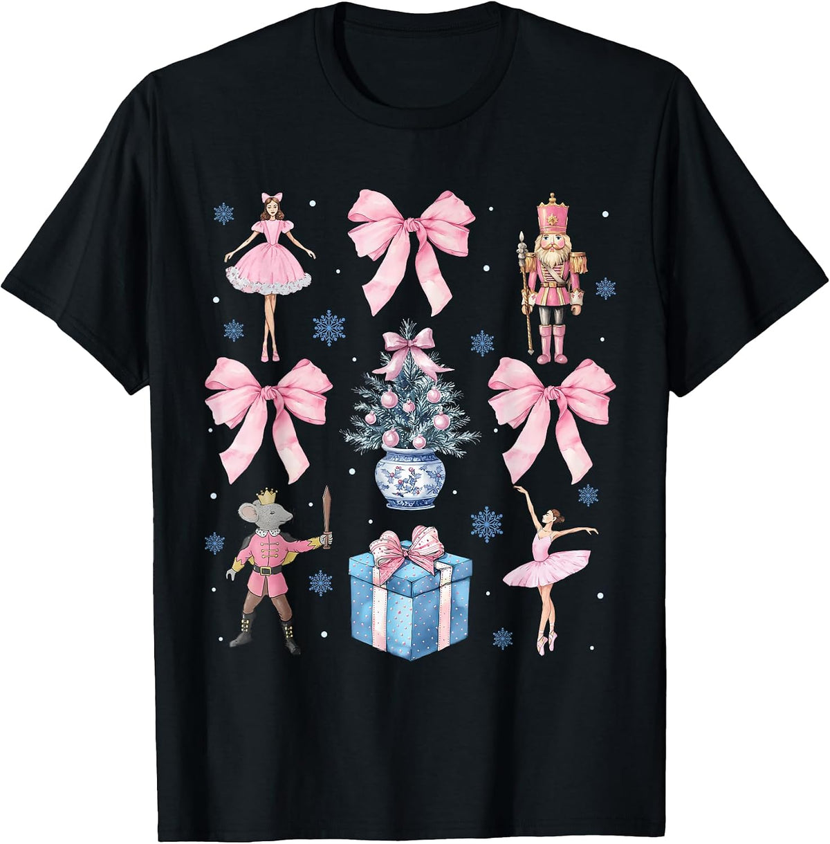 Pink Coquette Bow Christmas Nutcracker Ballet Xmas Holiday T-Shirt