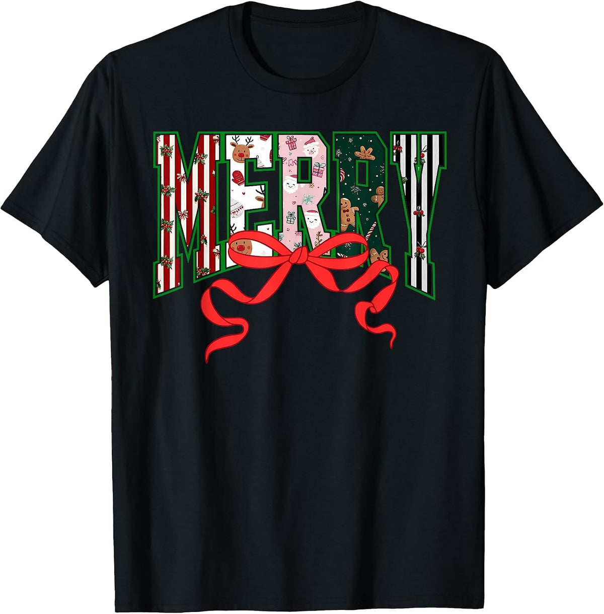 Merry Christmas Coquette Bow Xmas Family Pajamas Holiday T-Shirt