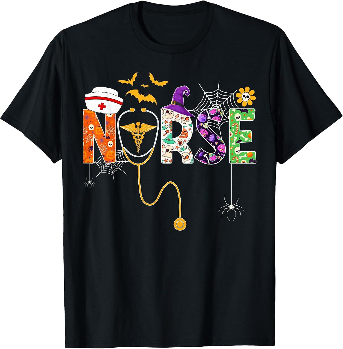 Halloween Nurse Life Funny Nursing Stethoscope Spooky Nurse T-Shirt