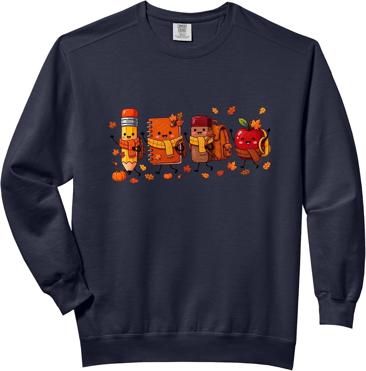 Cute Fall Teacher School Supplies Autumn Classroom Women Comfort Colors Adult Sweatshirt