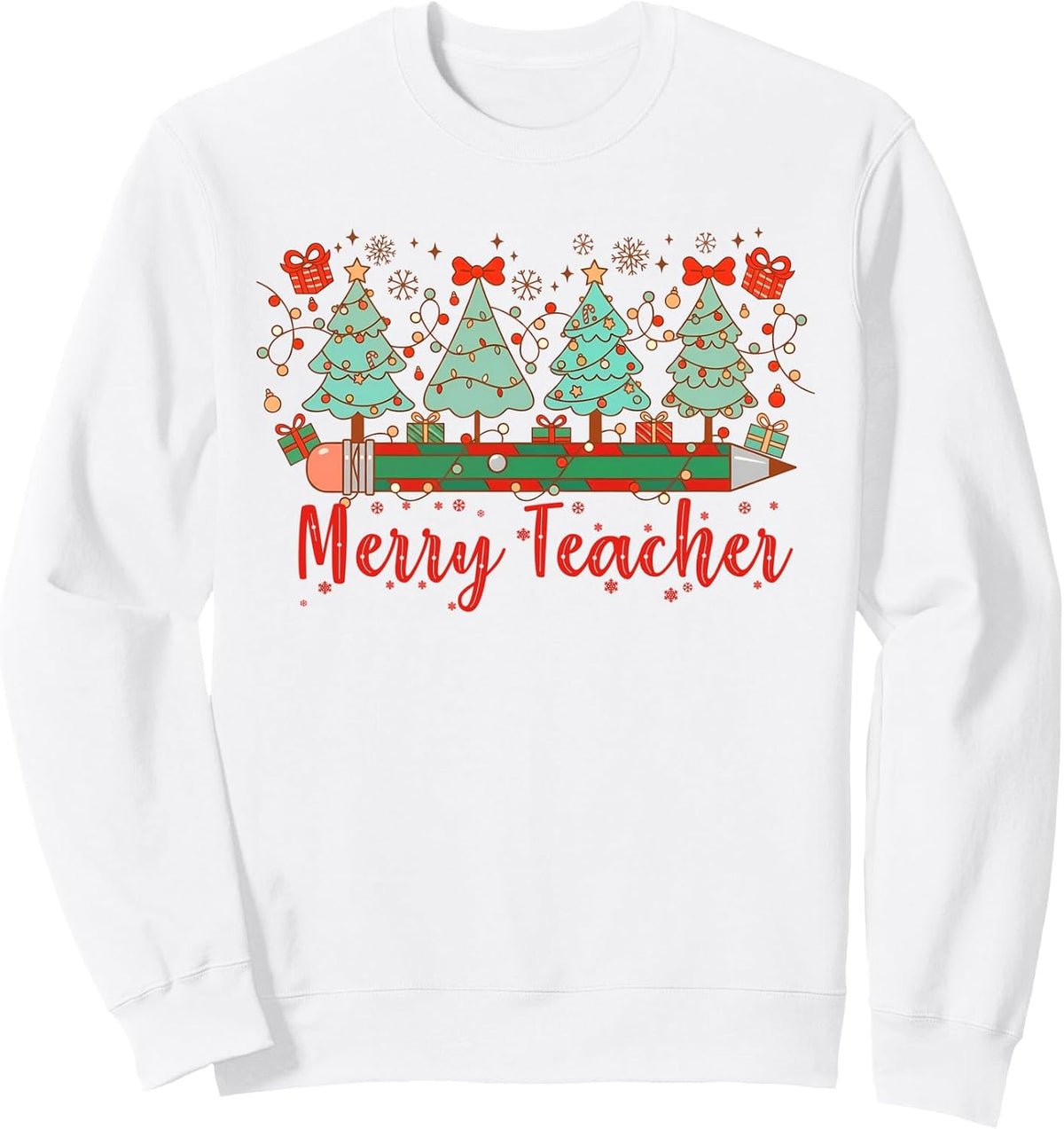 Christmas Xmas Vibes Teacher School Pencil Merry Teacher Sweatshirt