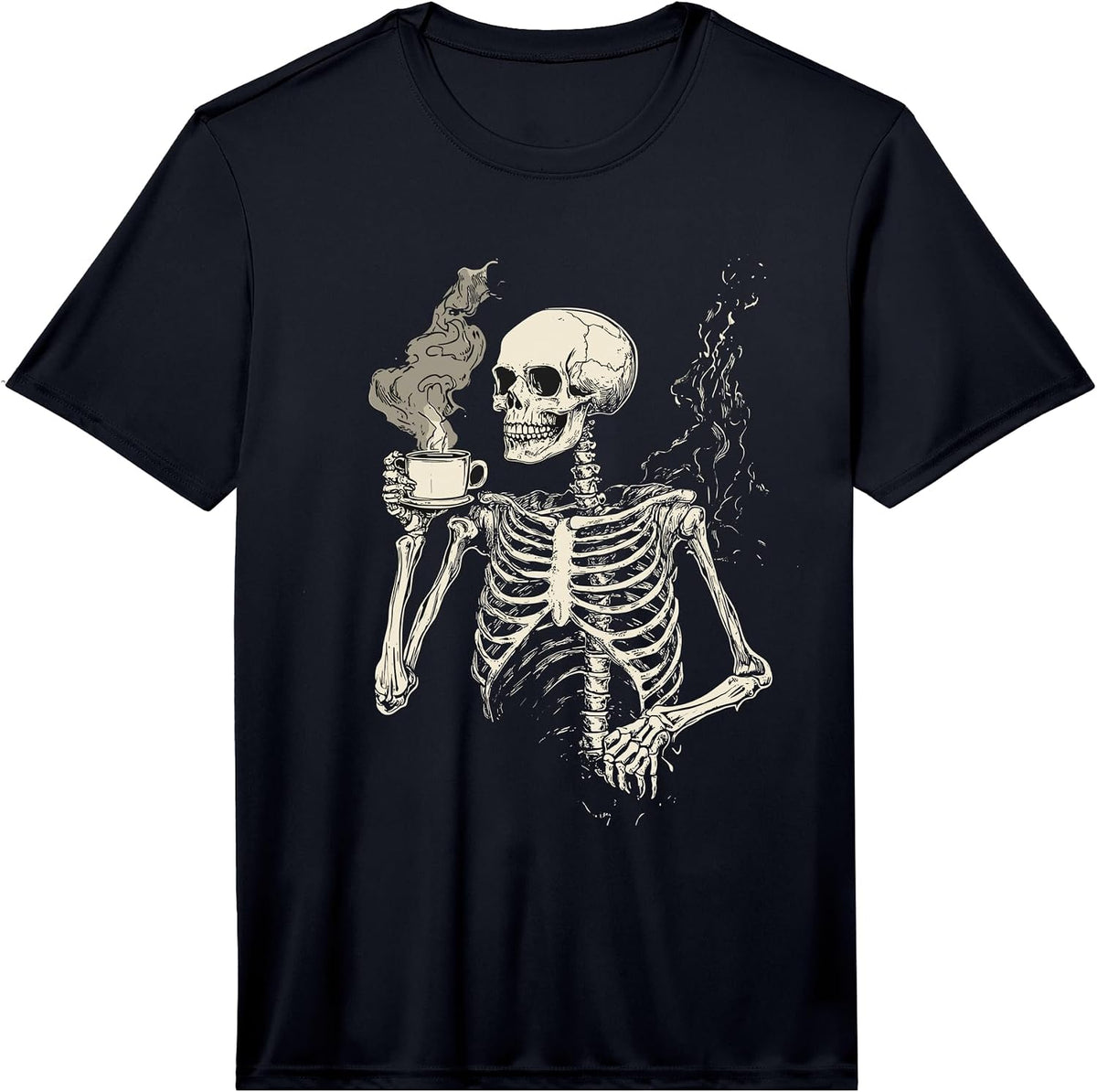 Funny Skeleton Drinking Coffee Caffeine Lover Performance T-Shirt