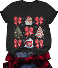 Merry Christmas Shirt for Women Coquette Bow Xmas T-Shirt