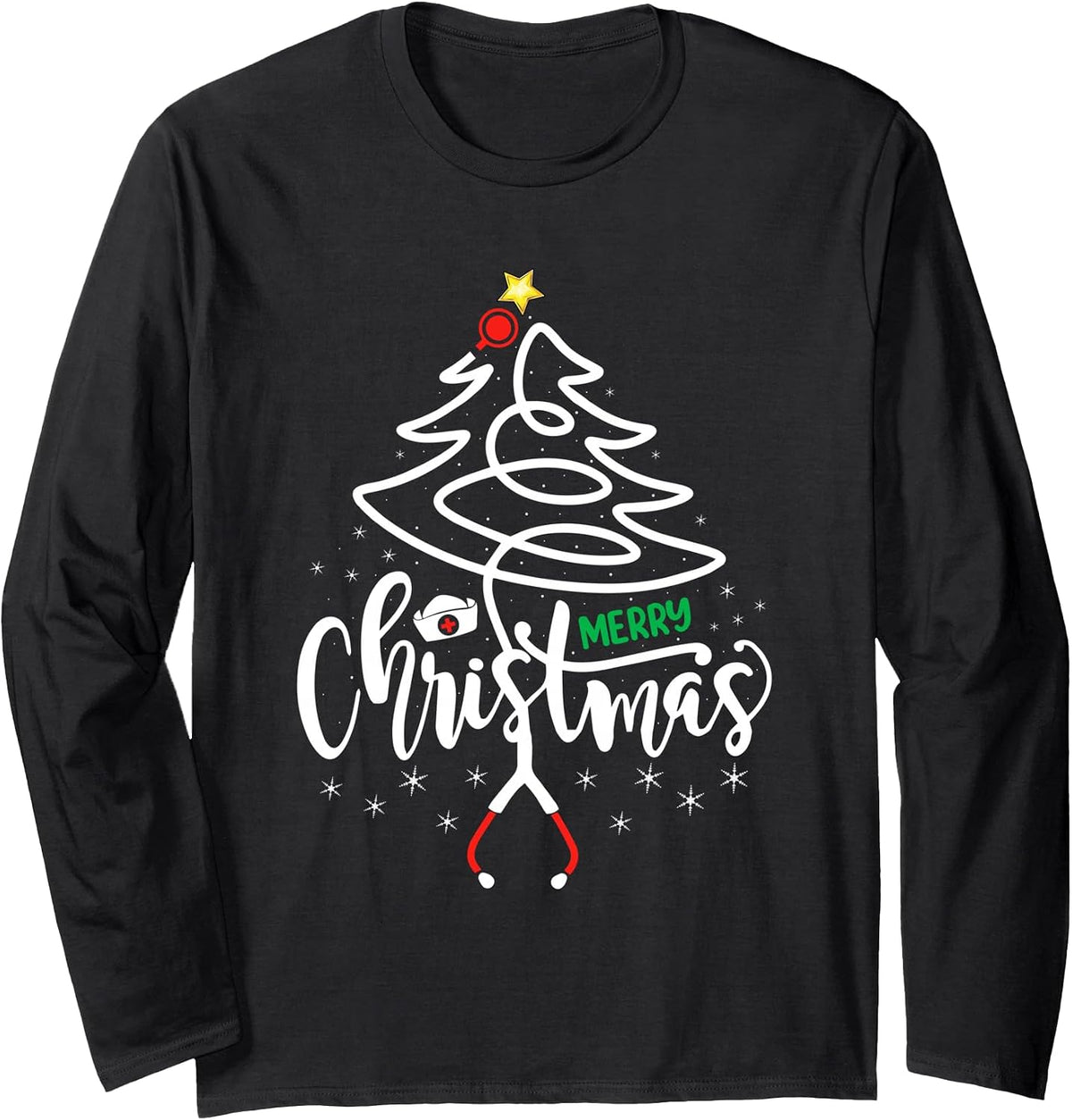Nurse Christmas Crew Nursing Nurse Stethoscope Xmas Tree Long Sleeve T-Shirt