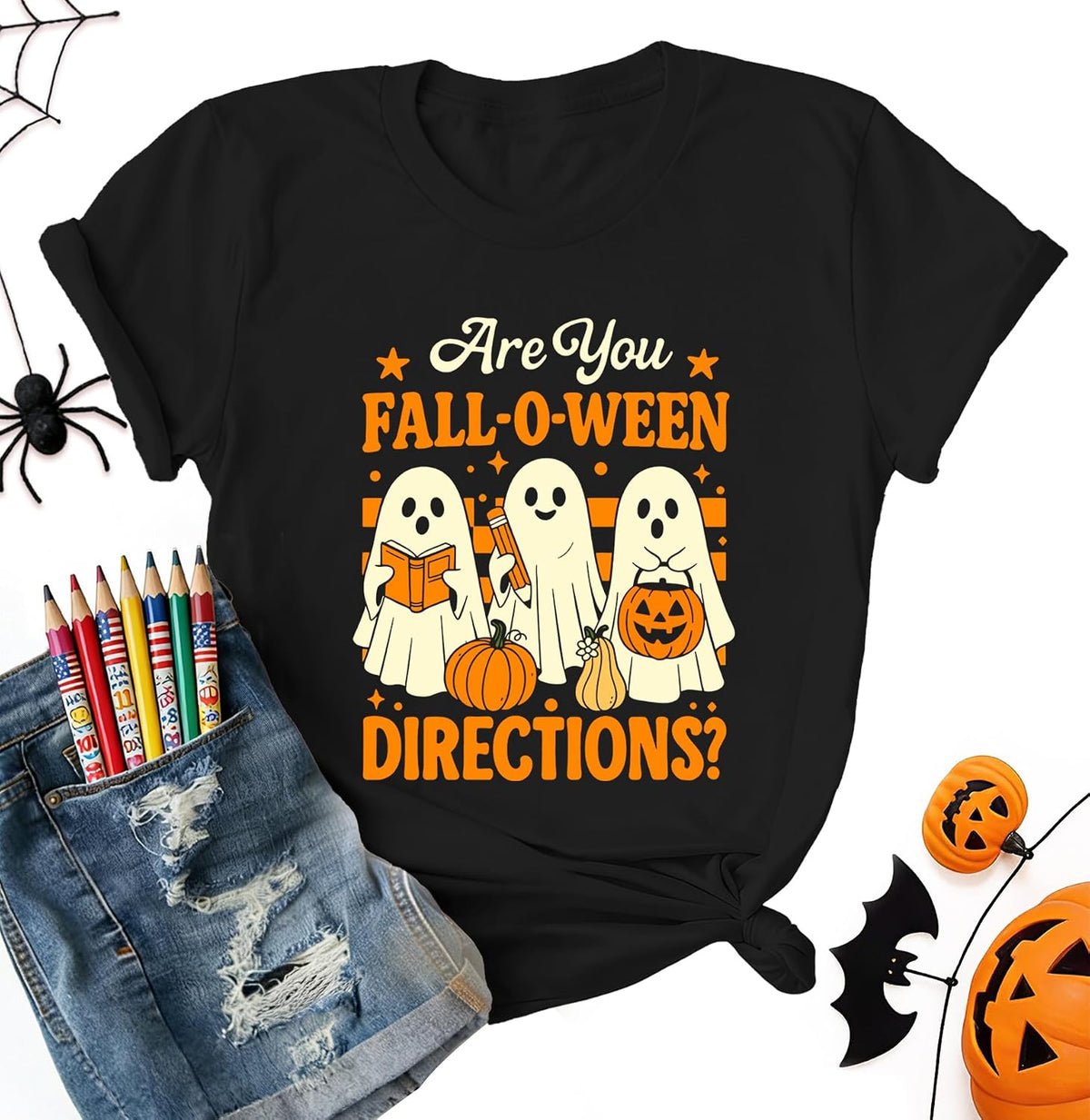Teacher Halloween Shirts for Women Funny Ghost Graphic Print Tops