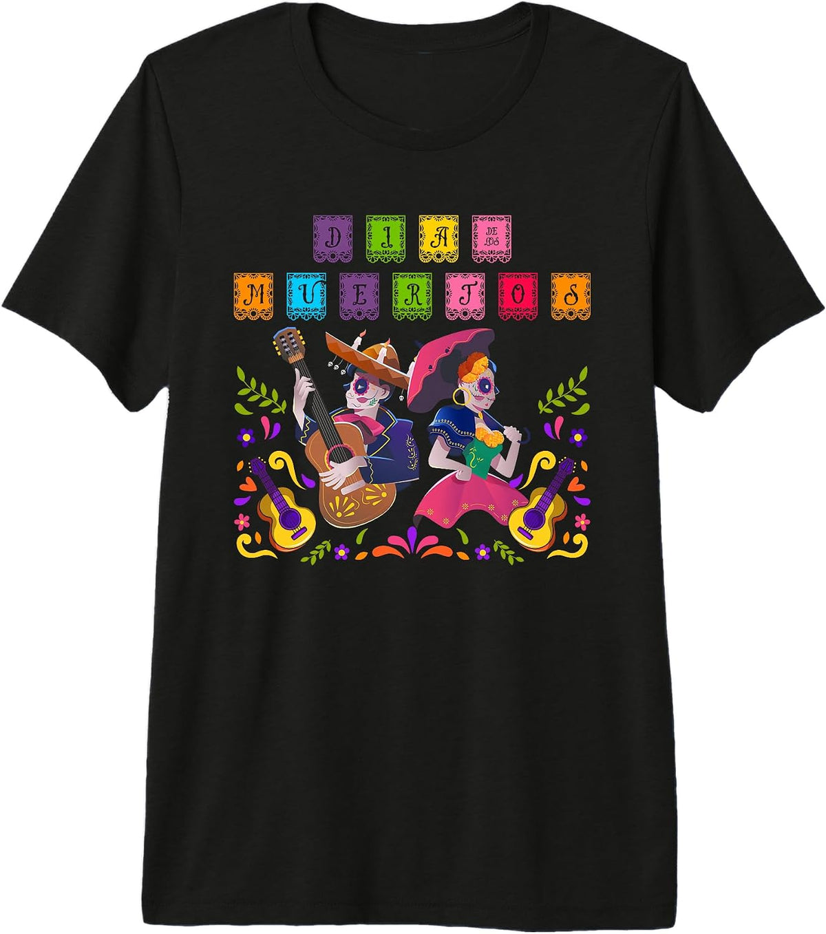 Dia De Los Muertos Skeleton Couple Mariachi Celebration Premium Tri-Blend T-Shirt
