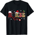 Funny Nurse Christmas Stethoscope Nurses Xmas Scrub Top T-Shirt