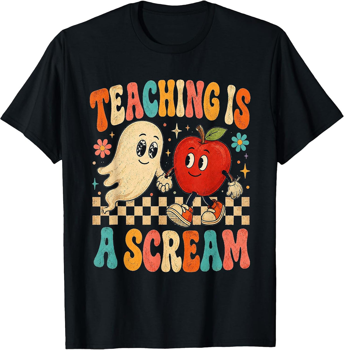 Halloween Teacher Retro Teaching is a Scream Ghost T-Shirt