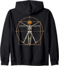 Vitruvian Skeleton Pumpkin Head Spooky Halloween Geometry Zip Hoodie