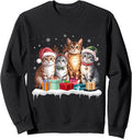 Cute Cat Christmas Tree Santa Xmas Lights Cats Kitten Lover Sweatshirt