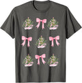 Coquette Christmas Pink Xmas Trees Bow Ribbons T-Shirt