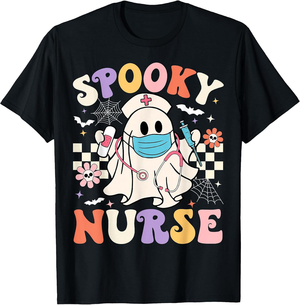 Groovy Spooky Nurse Ghost Halloween Retro Nursing