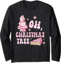 Oh Christmas Tree Cake Funny Christmas Snack Cake Women Girl Long Sleeve T-Shirt