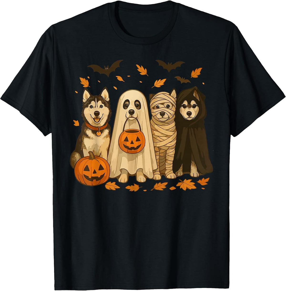 Husky Ghost Dogs Halloween Dog Lovers T-Shirt