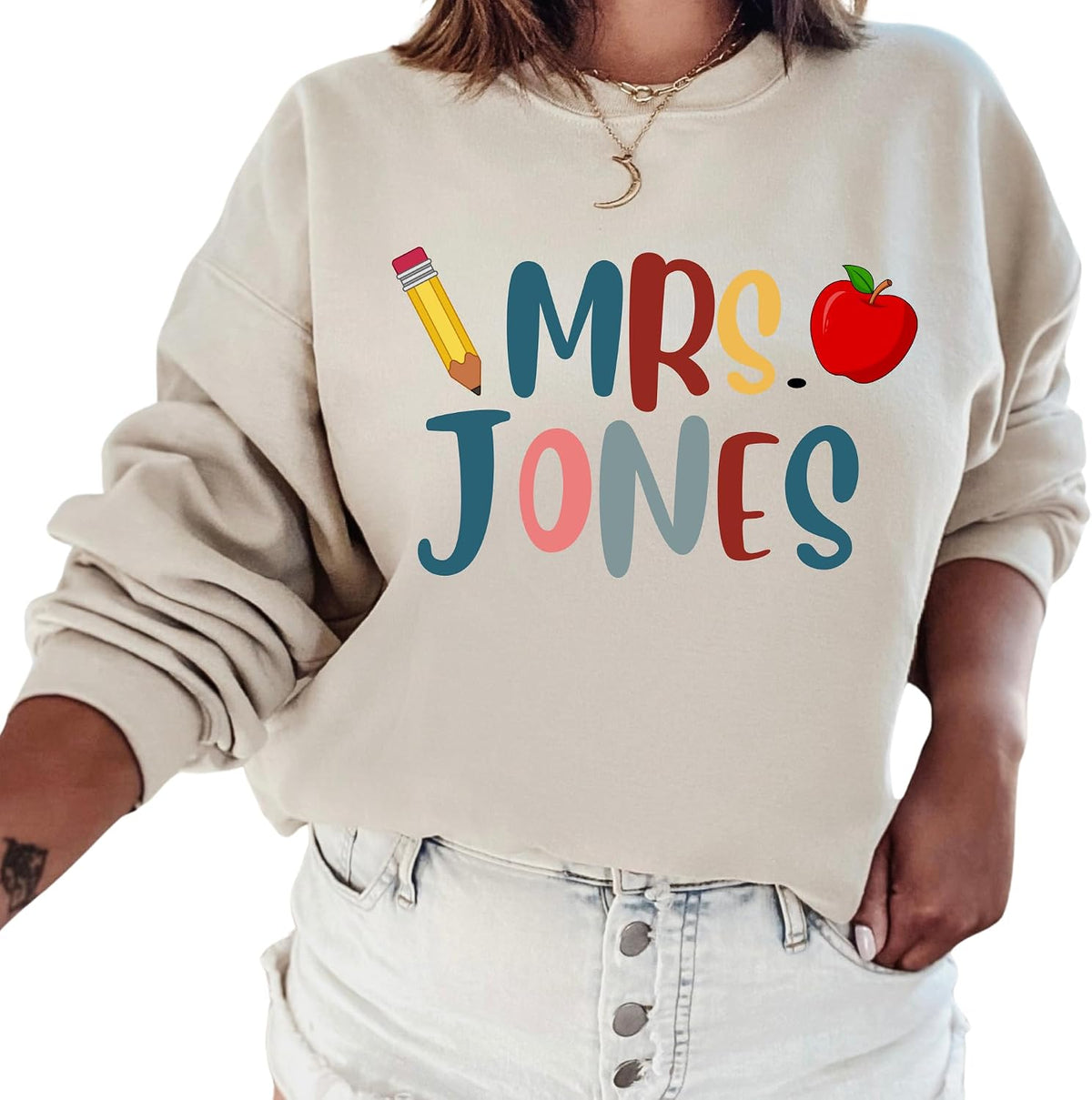 CUSTOM Unisex Teacher Last Name Sweatshirt and Hoodie, Cute Personalized Gift for Teacher Appreciation UNISEX