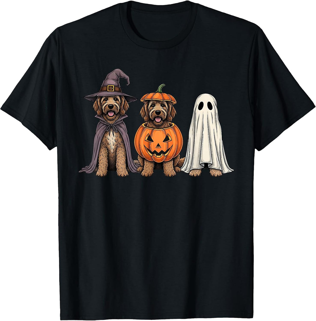 Spooky Ghost Goldendoodle Pumpkin Halloween Doodle Dog Lover T-Shirt