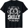 There's Skelly in My Belly Pregnant Woman Halloween T-Shirt