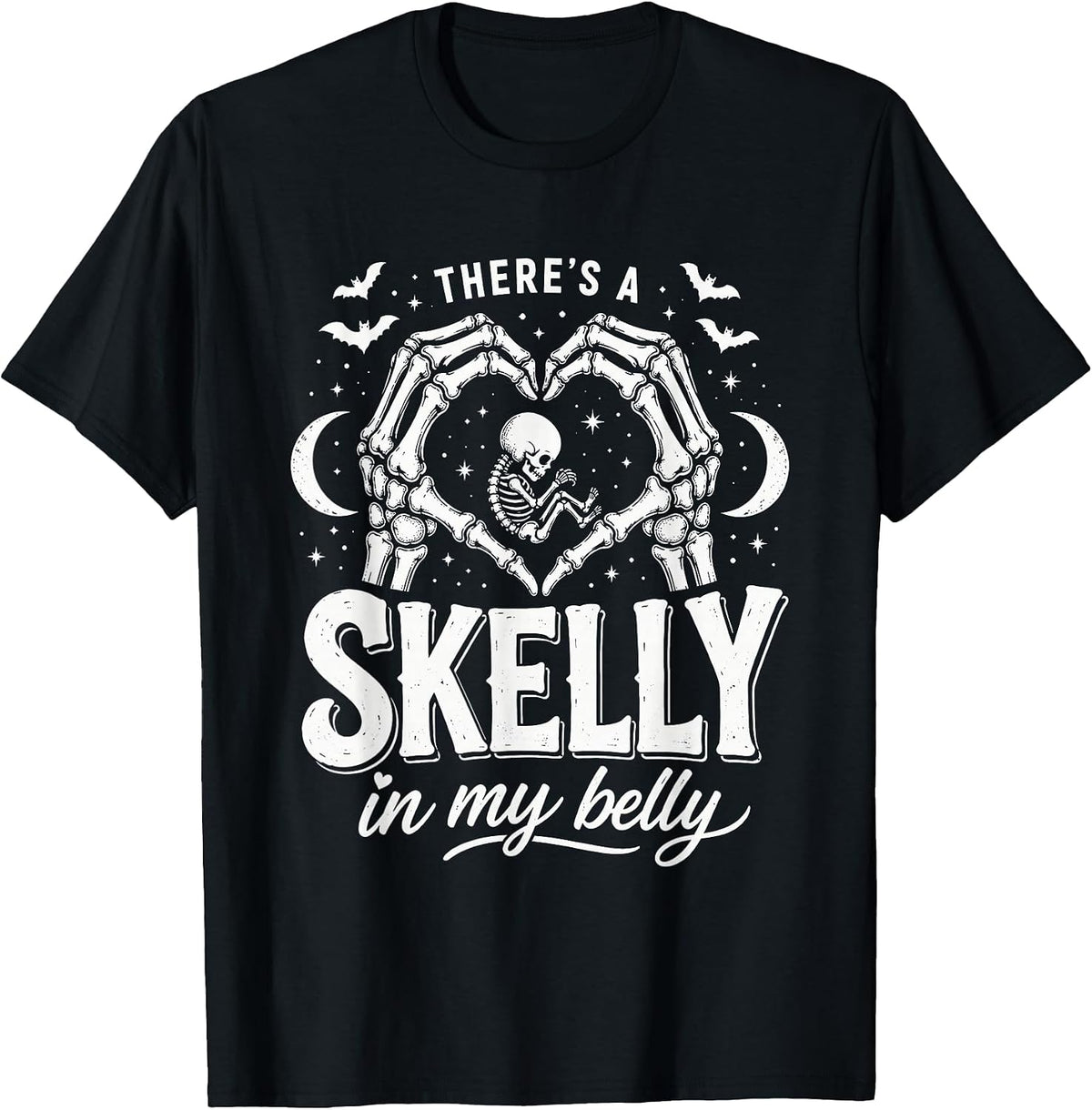 There's Skelly in My Belly Pregnant Woman Halloween T-Shirt