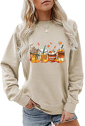 Womens Crewneck Pumpkin Spice Latte Fall Coffee Sweatshirt Halloween Sweater
