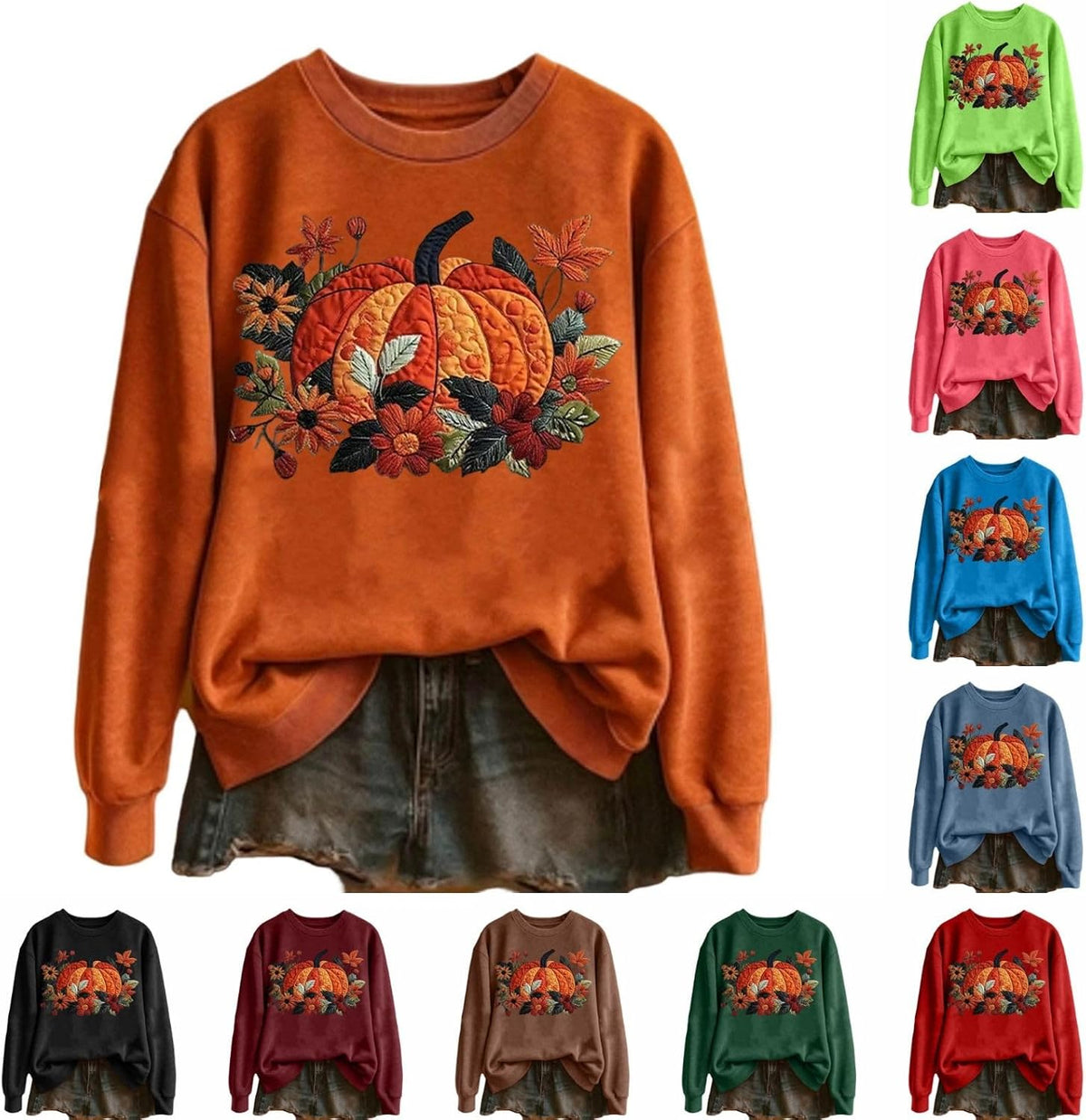 Halloween Sweaters for Women Fall Sweatshirts Clothes Shirts Crew Neck Pumpkin Graphic Pullover Tops Oversized