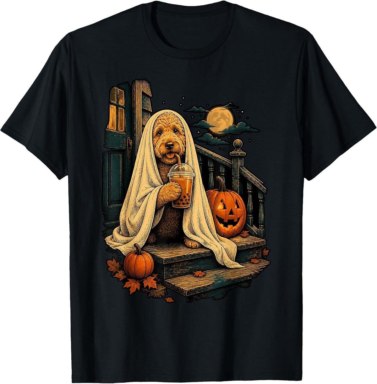 Halloween Goldendoodle Ghost Funny Spooky Doodle Dog Mom T-Shirt