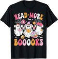 Read More Books Ghosts Reading Book Funny Teacher Halloween T-Shirt
