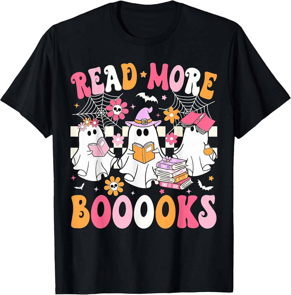 Read More Books Ghosts Reading Book Funny Teacher Halloween T-Shirt