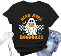 Womens Halloween Teacher Shirts Read Books T-Shirt Ghost Reading Tee